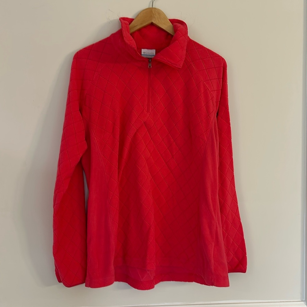 Columbia Pink quilted fleece pullover women’s size xl